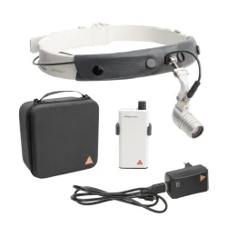 HEINE MicroLight2 su fascia frontale con mPack mini