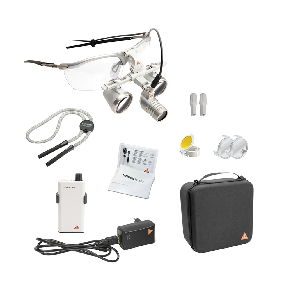 HEINE LoupeLight2 LED Set con occhialini binoculari HR 2.5x