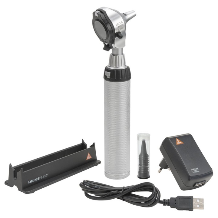 Kit de otoscopio HEINE BETA 400 LED con mango recargable