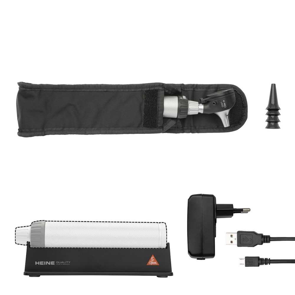 Otoscope HEINE K180 LED F.O. poignée rechargeable USB