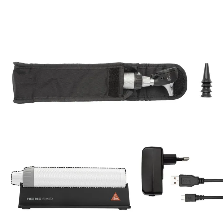 HEINE K180 LED F.O. Otoskop Set mit Ladegriff USB